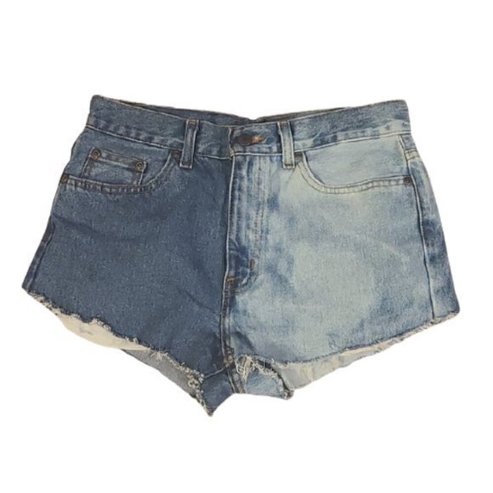 [George] Regular Medium Wash 2 Tone Cut off shorts - Size 29